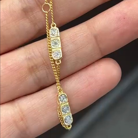 Beautiful real Diamond women bracelet 10k gold vermeil NOT CZ NOT MOISSANITE wow - Picture 4 of 4